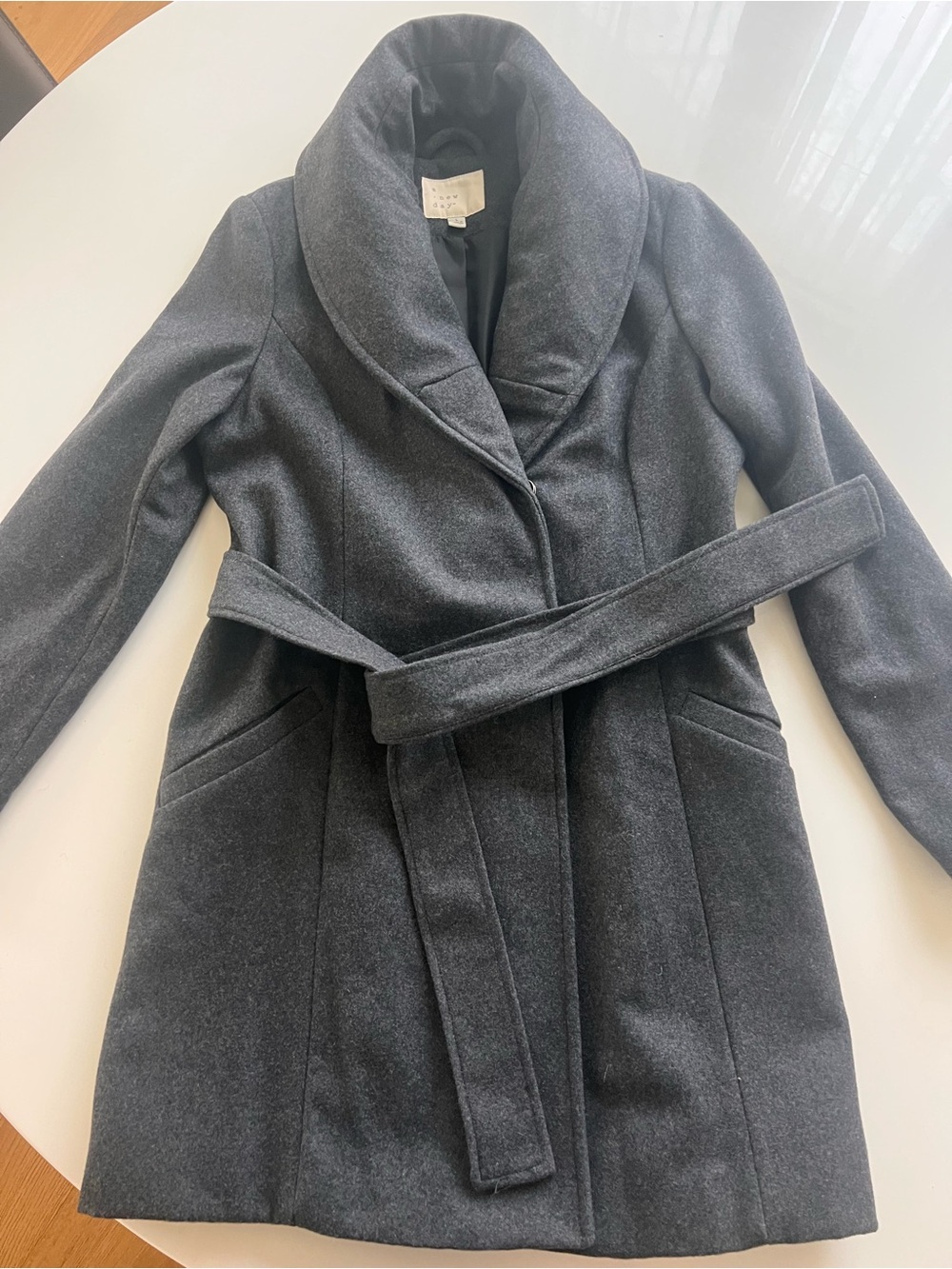 a new day Gray Wool-Blend Trench Coat